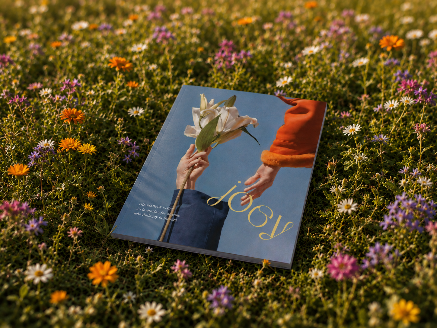 Joey Magazine - The Flower Issue in a field of wildflowers