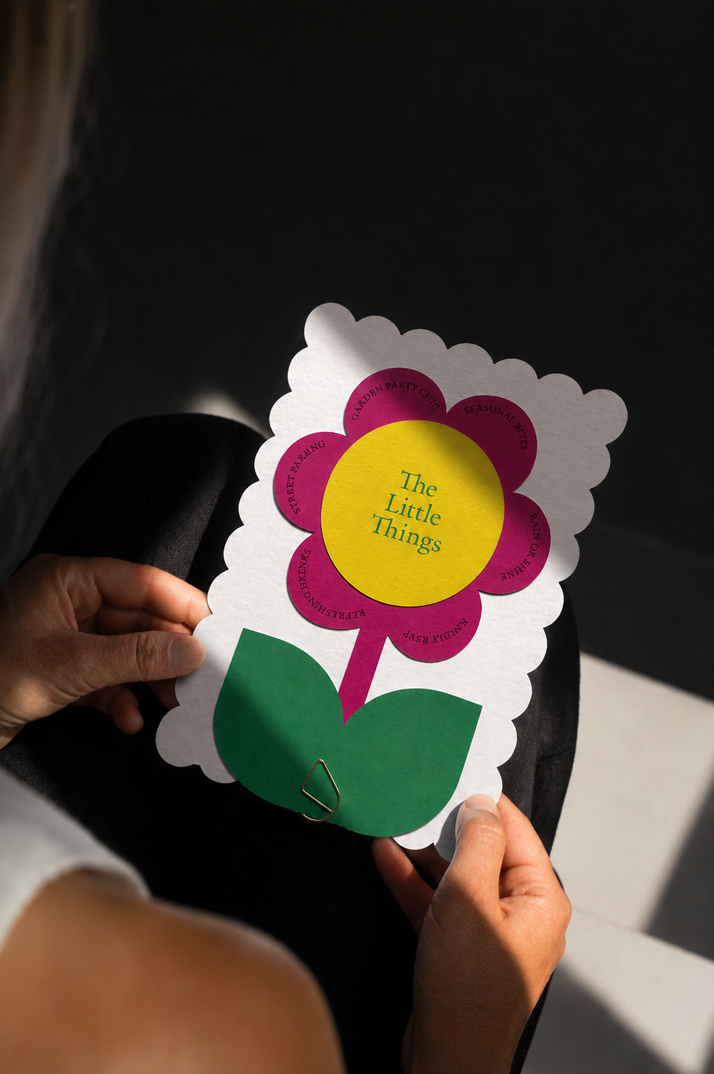Studio Joey flower-shaped party invitation front